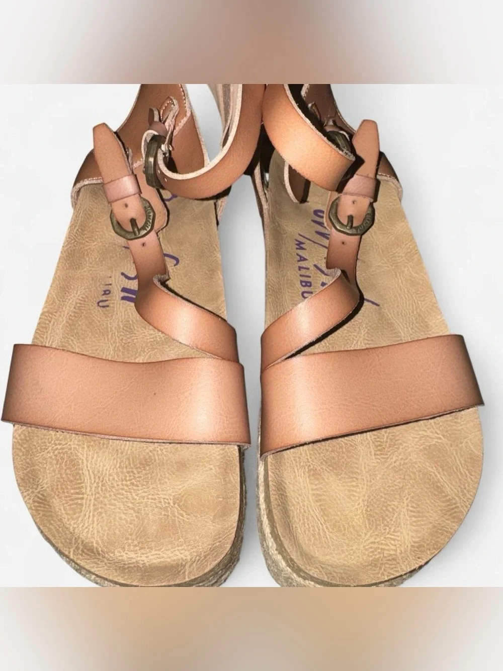Blowfish Tan Platform Espadrille Sandals with Double Ankle Buckles